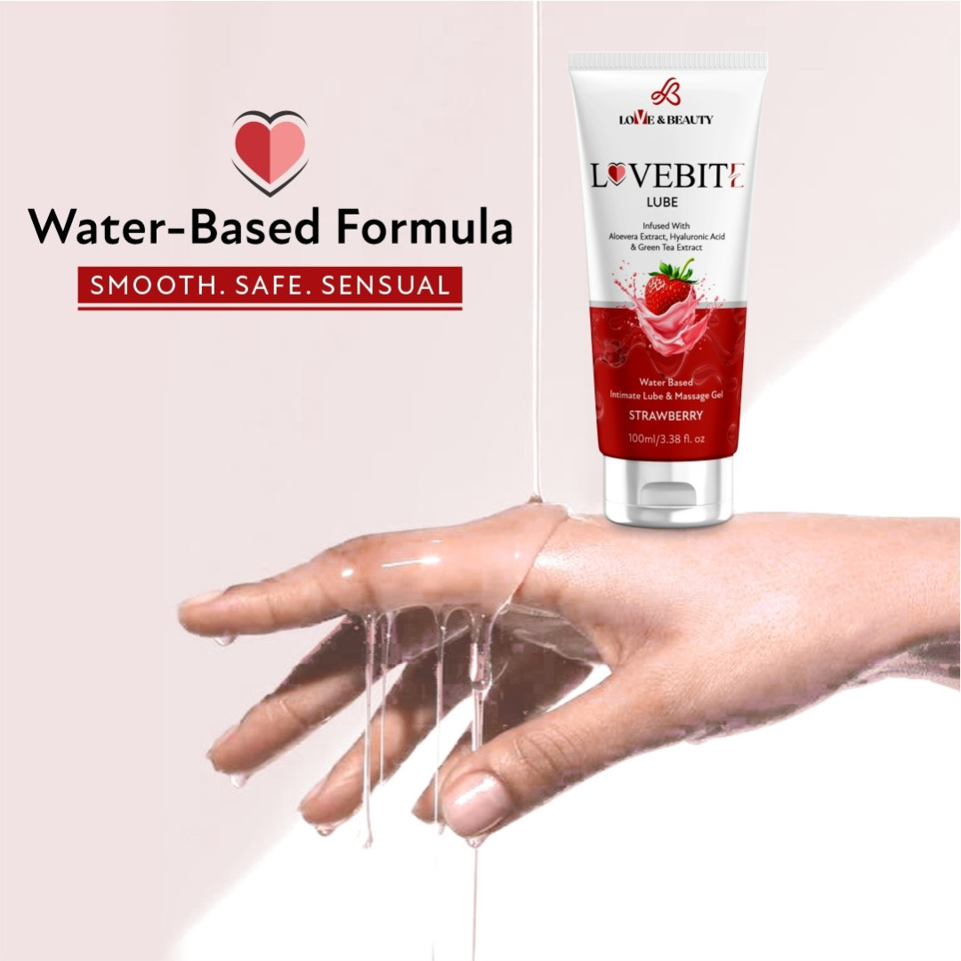 LOVE AND BEAUTY LOVEBITE STRAWBERRY FLAVOUR - LUBRICANT AND MASSAGE GEL ( 100 ML )