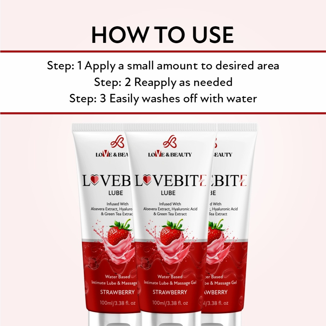 LOVE AND BEAUTY LOVEBITE STRAWBERRY FLAVOUR - LUBRICANT AND MASSAGE GEL ( 100 ML )