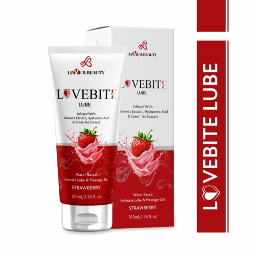 LOVE AND BEAUTY LOVEBITE STRAWBERRY FLAVOUR - LUBRICANT AND MASSAGE GEL ( 100 ML )