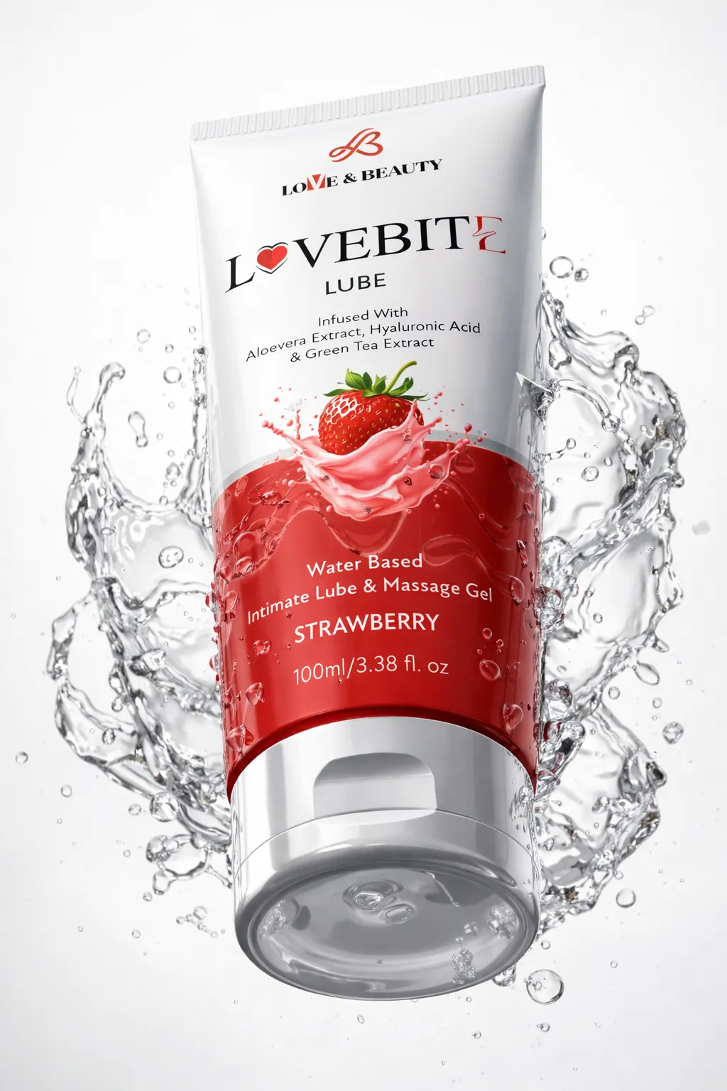 LOVE AND BEAUTY LOVEBITE STRAWBERRY FLAVOUR - LUBRICANT AND MASSAGE GEL ( 100 ML ) 1 pack