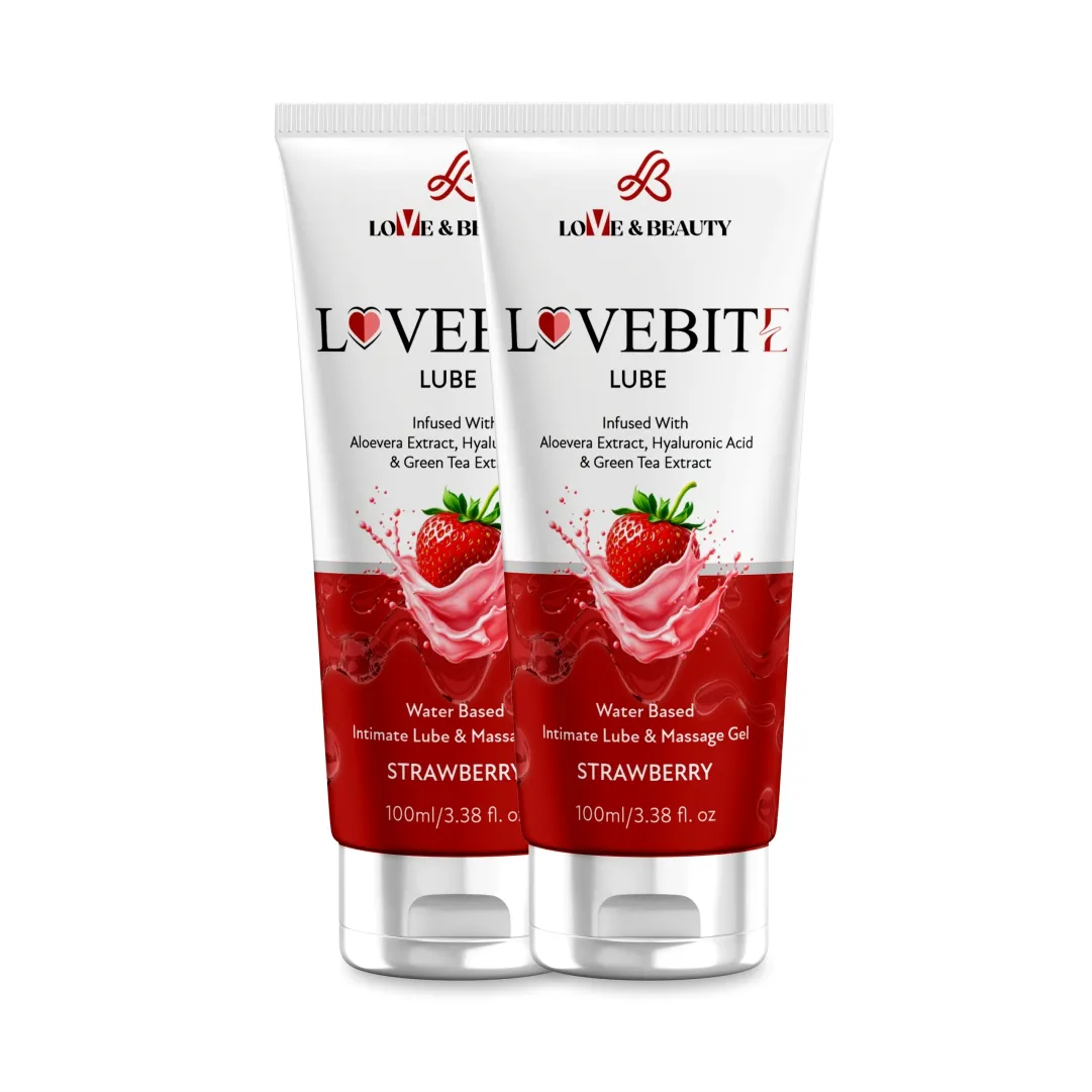 LOVE AND BEAUTY LOVEBITE STRAWBERRY FLAVOUR - LUBRICANT AND MASSAGE GEL ( 100 ML ) 2 pack